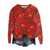 Women's Fashion Round Neck Pullover Top Long Sleeve Tee Christmas Printed Sweatshirt