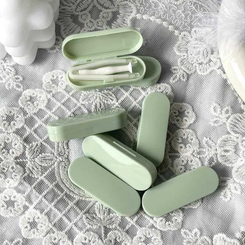 Contact Lens Case Smooth Travel Lady Holder Storage Eye Care Container with Mirror Lenses Box Contact Lens Inserter Remover