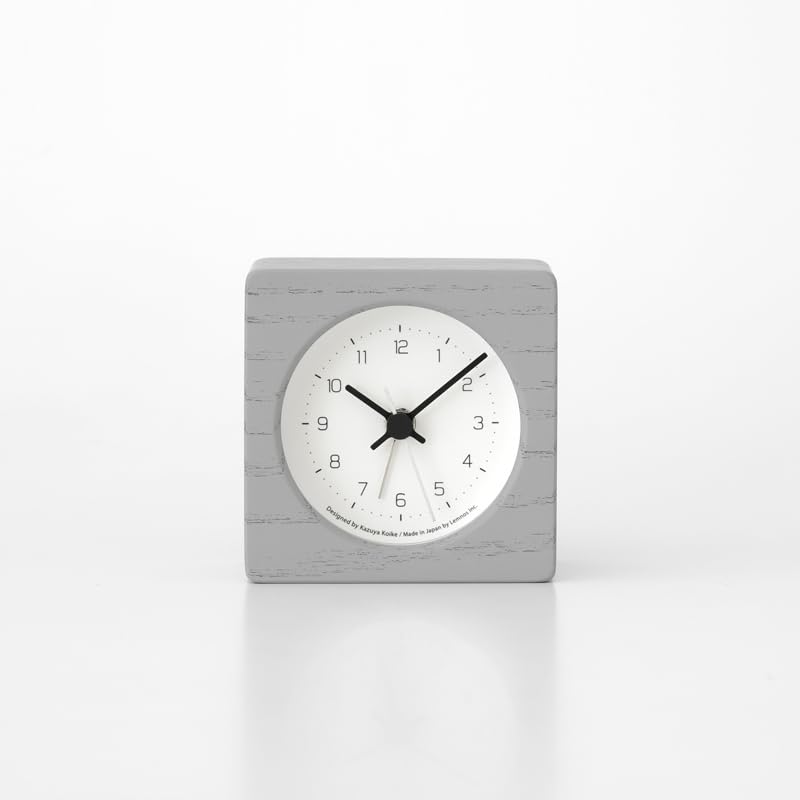 Lemnos NEUT Alarm Clock, Analog, Natural Wood Grain, Gray, KK24-09 GY