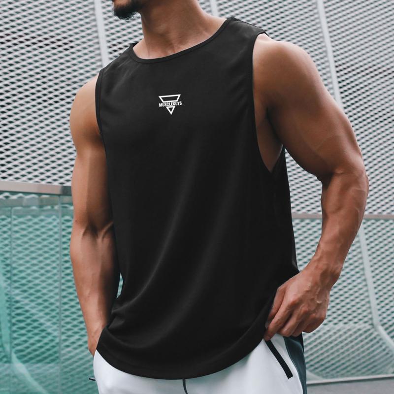 Muscleguys Летняя мужская спортивная одежда, быстросохнущая майка для фитнеса, футболки без рукавов с мышцами, модные повседневные топы