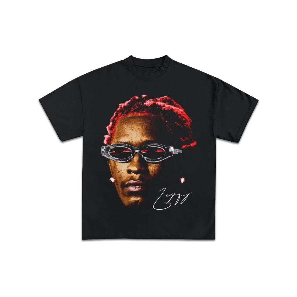 Мужская футболка с графикой в стиле ретро-рэпера Thugger Blush - Дизайн с красными волосами