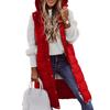 Women Winter Vest Coat Padded Solid Color Sleeveless Hooded Drawstring Single-breasted Mid Length