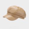 Solid Color Newsboy Cap PU Leather Peaked Cap Creative Gift Retro Newsboy Hat  Winter Wear
