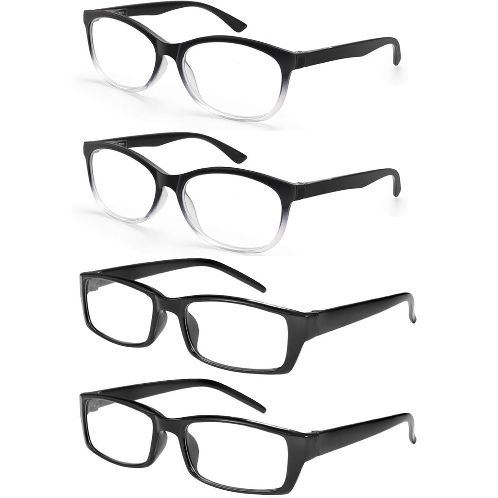 4PCS Auto-Focus Reading Glasses Women Men Rectangular Ultralight Frame Readers Eyeglasses High Quality Spring Hinge
