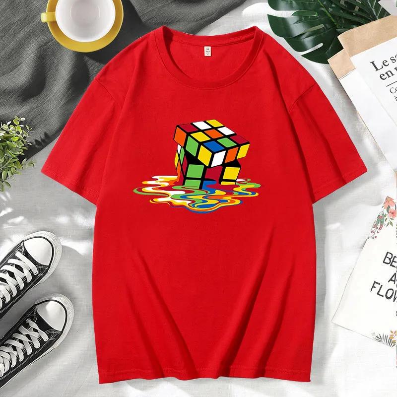 Летняя хлопковая футболка с принтом Рубика, забавная хипстерская футболка с графическим принтом, топ унисекс для мужчин с коротким рукавом, классные футболки