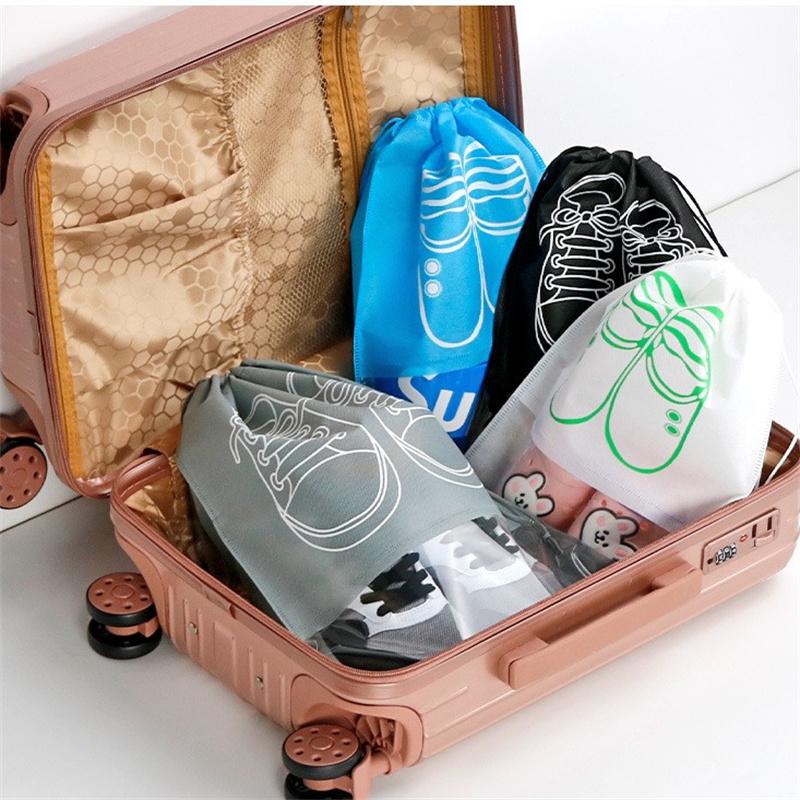 Портативная дорожная сумка для обуви, водонепроницаемая сумка для обуви для спортзала, путешествий, компактная пыленепроницаемая сумка для хранения с веревкой, нетканый мешок для обуви