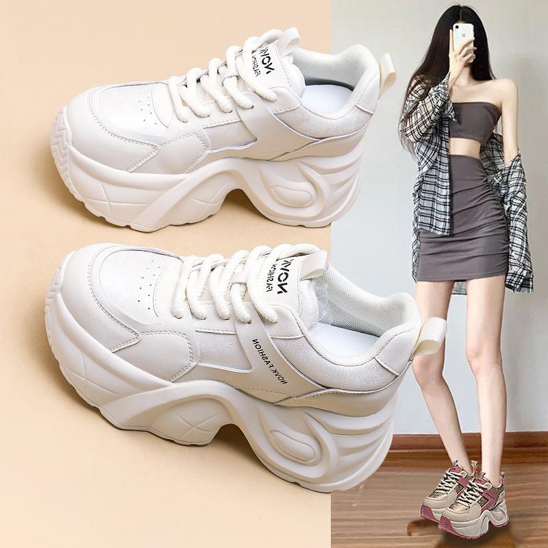 Женские кроссовки dad shoes с внутренней танкеткой для улицы, весенние новые детские дышащие спортивные повседневные кроссовки на толстой подошве