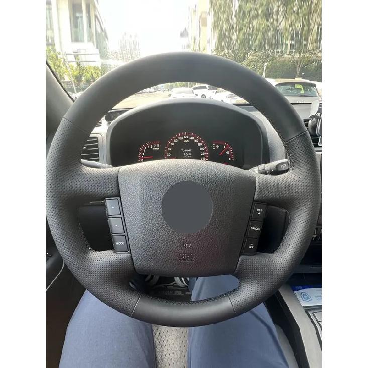 For Kia Carens 2004 2005 2006 Borrego 2007-2016 Car-styling Steering Wheel Hand-stitched Microfiber Leather Cover Trim Interior