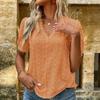 2024 Women Fashion Summer Blouse Elegant Lace Hollow Vintage Solid Shirt V-neck Lady Tops Puff Sleeve White 21385
