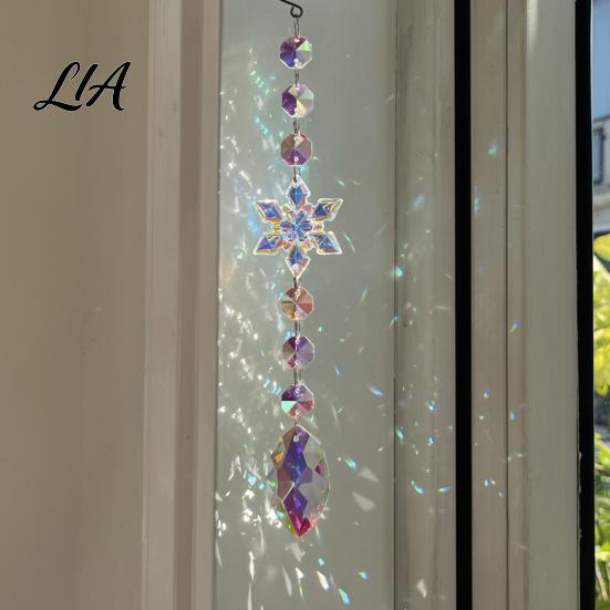 Window Hanging Sun Catcher Faux Crystal Catcher, Prism Suncatcher, Snowflake Rainbow Maker Pendant Decor for Home Window, Christmas Tree Porch
