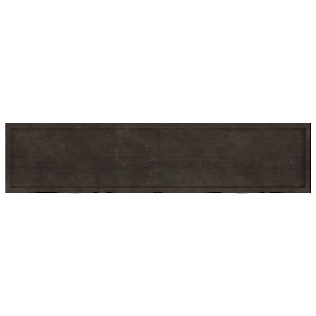 Table Top Dark Brown 220x50x(2 4)cm Solid Oak Wood