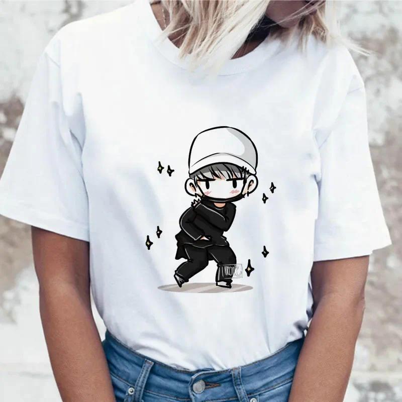 K-pop Футболка ДЖИН СУГА ДЖЕЙ ХОУП Женская ДЖИМИН ВИ ЧОНГУК Топ Футболка для K Pop Корейские Футболки Смешная Графическая Женская Футболка K-pop Y2k Топ