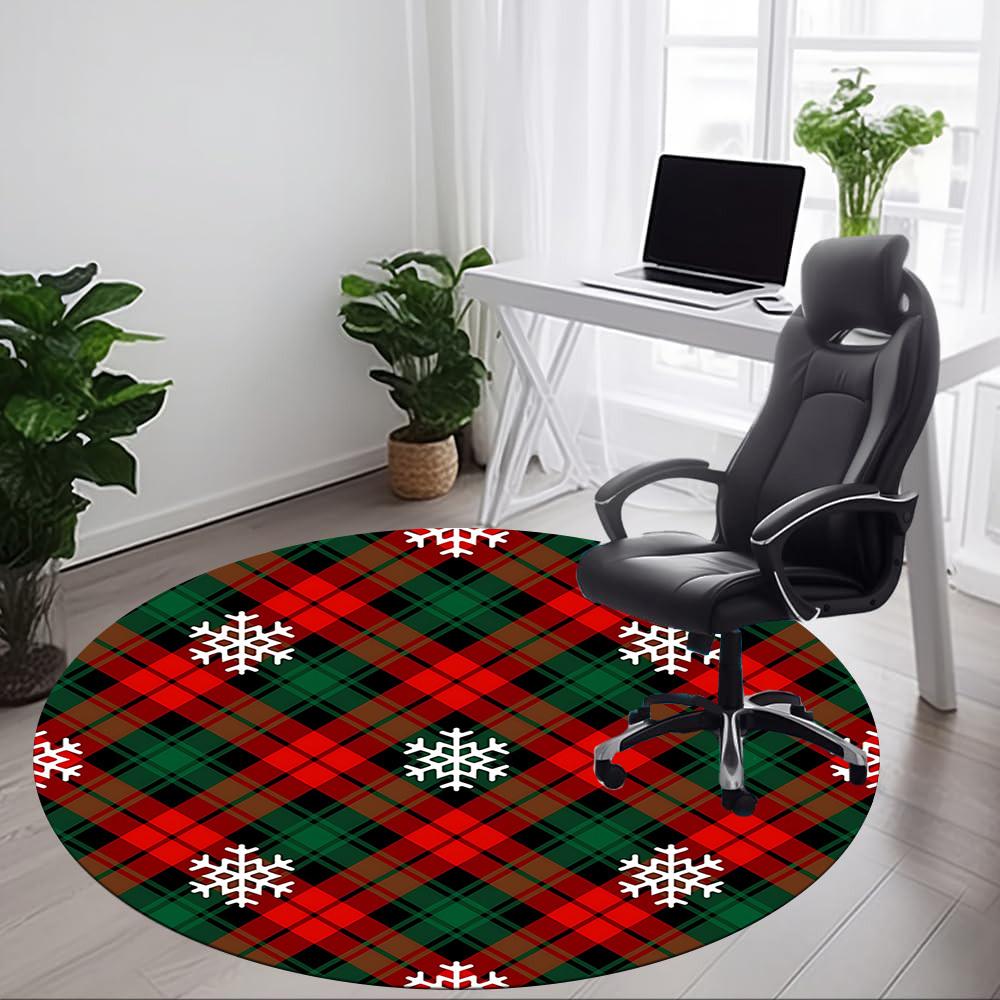 1pc Christmas Snowflake Pattern Carpet for Office Non-Slip, Round Carpet, Soft & Comfortable, Carpet for Office, Round Floor Mat yy251225148