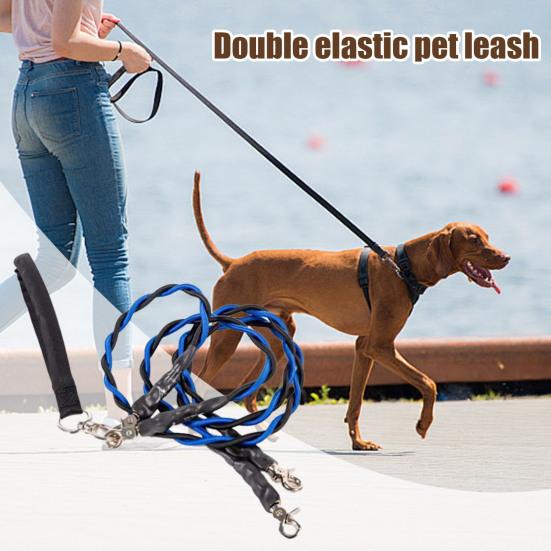 Double Bungee Dog Leash No-Tangle 360-degree Swivel Dual Dog Leash Dog Walking Training Lead Splitter for Medium Large Breeds