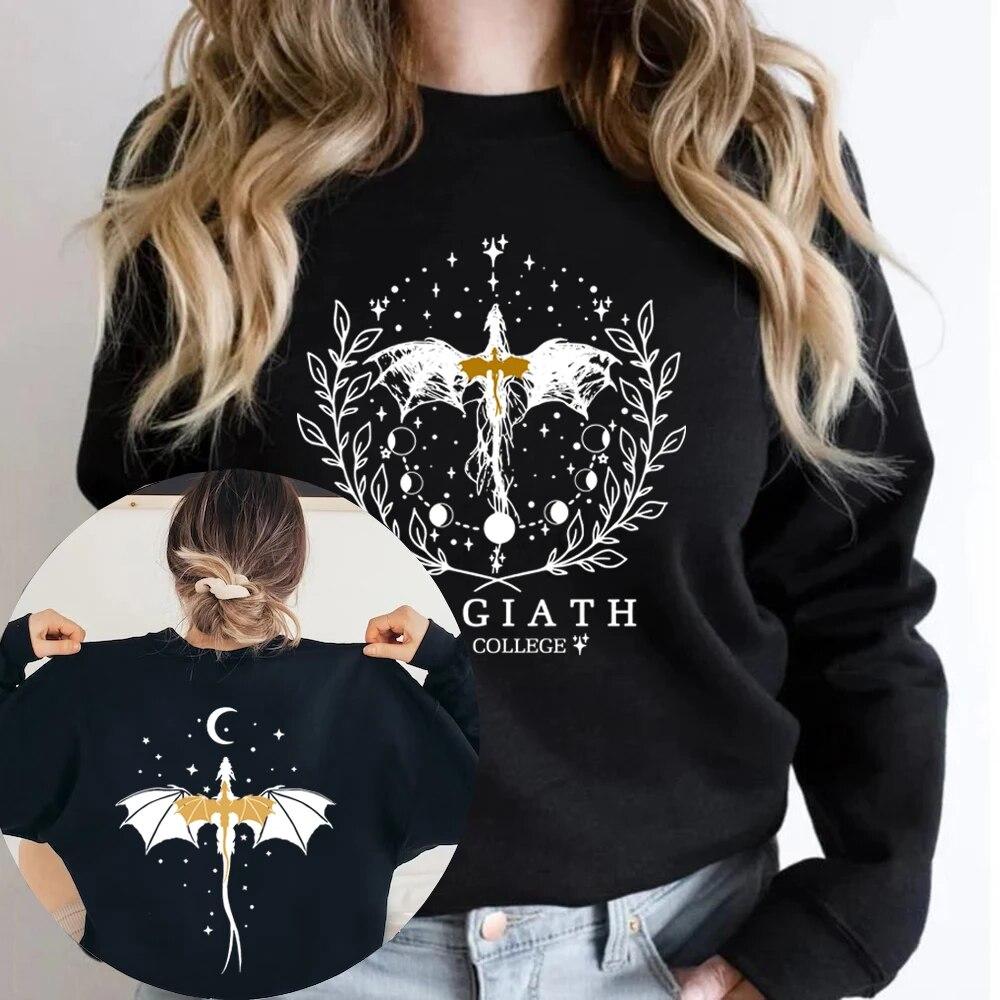 Винтажный двусторонний свитшот «Четвертое крыло» Basgiath, свитер для колледжа, женские толстовки с капюшоном, пуловеры с длинными рукавами