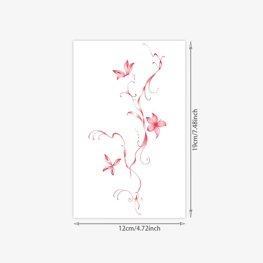 Gentle Wind Red Lily Vine Tattoo Sticker Niche High-End Sense Of Long-Lasting Non-Reflective Waist And Abdomen Patch