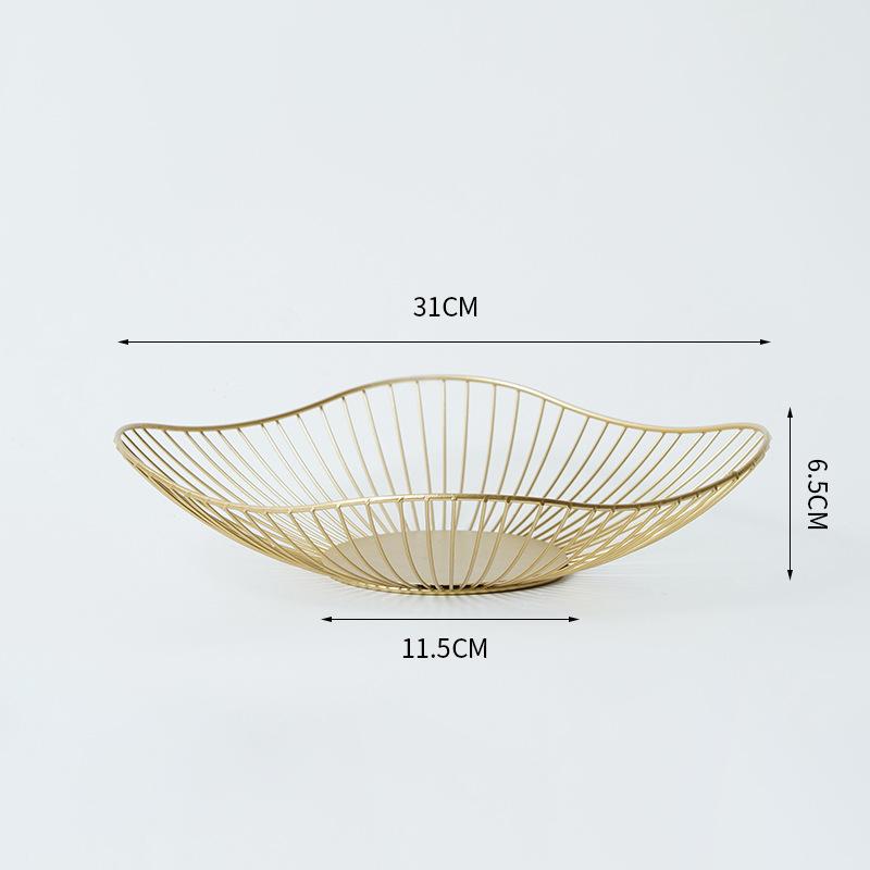 Nordic Ins Iron Art Fruit Basket Lotus Leaf Fruit Plate Storage Basket Household Candy Snack Fruit Tray Living Room Decorations