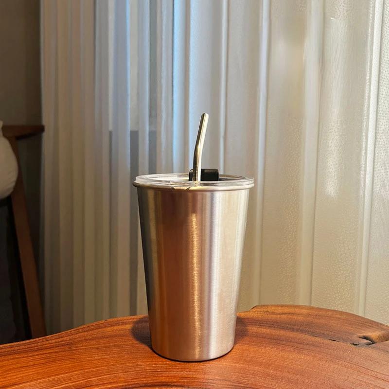 Промышленный стиль 304 нержавеющая сталь бытовые пивные кружки антикапельные чашки простые сетчатые красные кофейные чашки соломенные чашки быстрое охлаждение