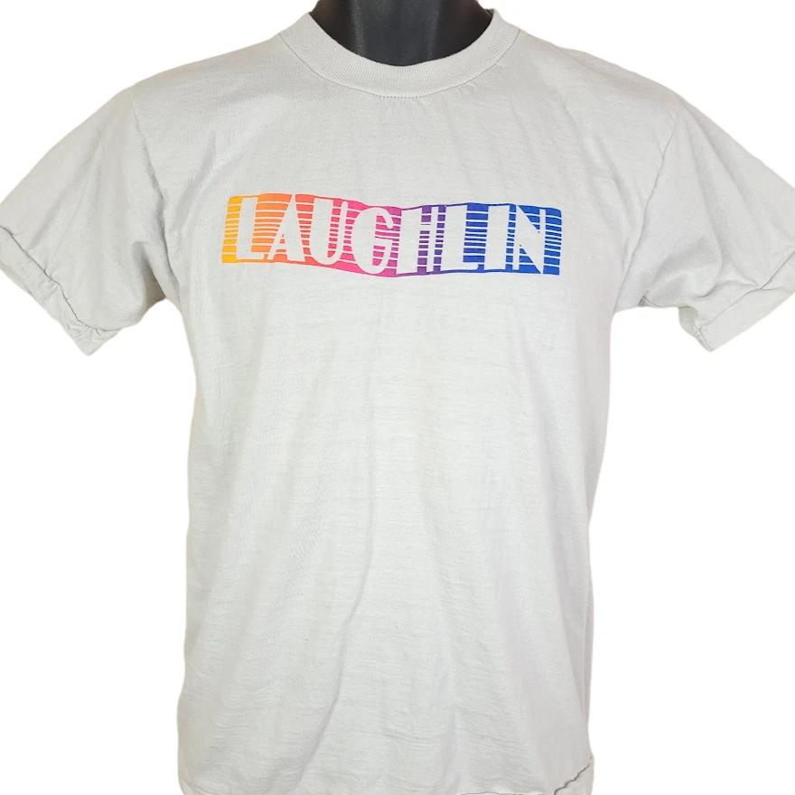 Vintage Laughlin Nevada 100% Cotton T-shirt Mens Tees Top Mens Size Small 80s Travel Southwest Rainbow