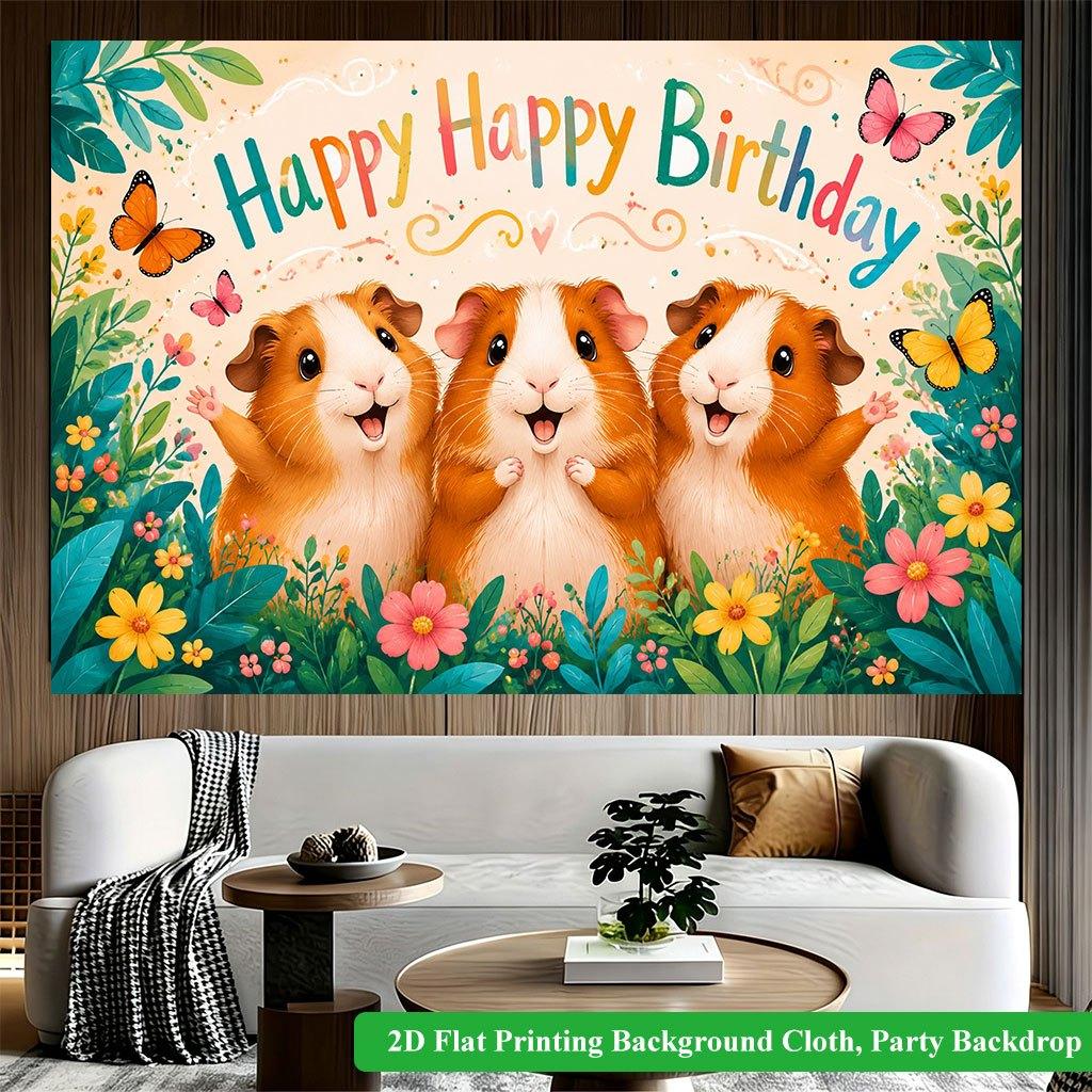 2D Flat Backdrop1pc Cute Animals Birthday Backdrop Banner Polyester Wall Decor For Living Room Bedroom Office Outdoor Decor Party Holiday