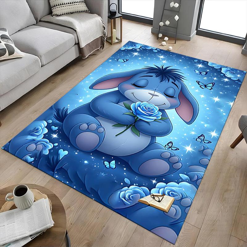 1PC Blue Bunny Butterfly Extra Large Non Slip Floor carpet, Office, family, bedroom, Studio Large Area Rug Indoor Rugs