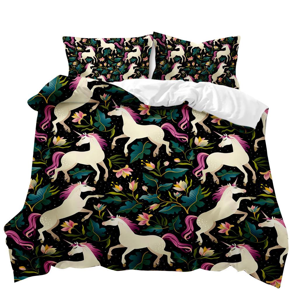 Abstract animal three-piece bedding 3D digital printing quilt set