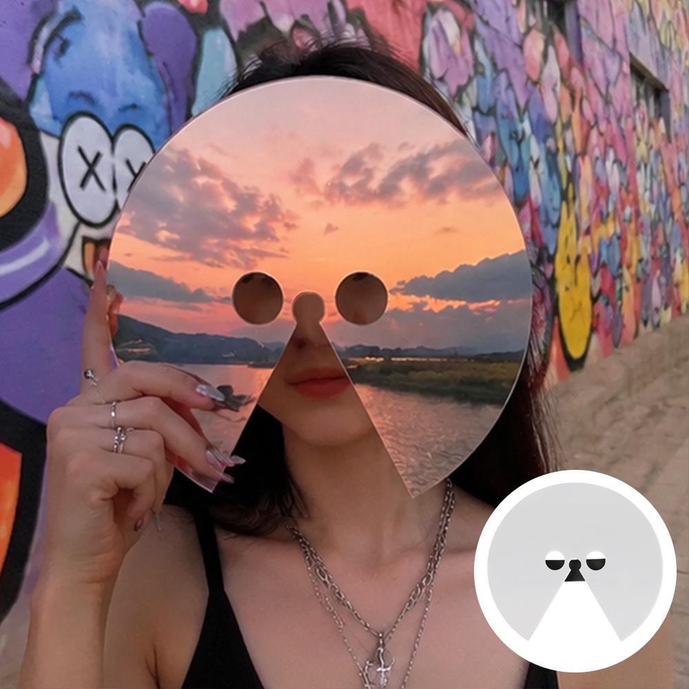 Full Face Visual Illusion Prop Wearable Reflective Mask Unique Round Mirror Mask Adult Use