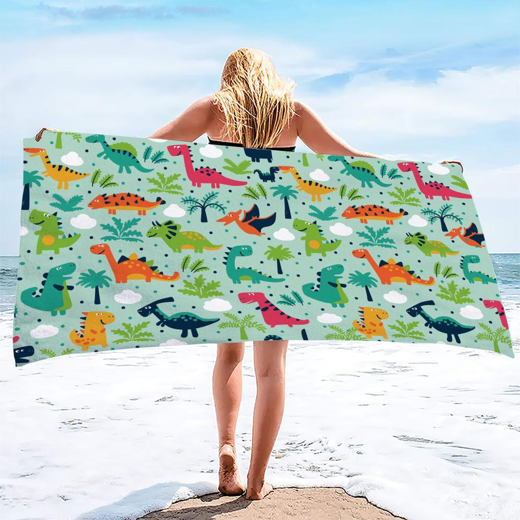 1pc dinosaur Print towel Sports Quick-Drying Super Absorbent Camping Towel Super Soft Lightweight Gym Swimming Yoga Beach Towel