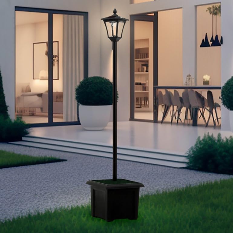 Fuji Boeki Solar Outdoor Garden Light, Single LED with Planter, Approximate 6-8 Hours of Light, Solar Charging, 37cm Wide X 37cm Deep X 176cm High,