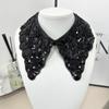 Diamond Embroidery Women's Lace Collar Lace Up Shawl Front Placket Collar