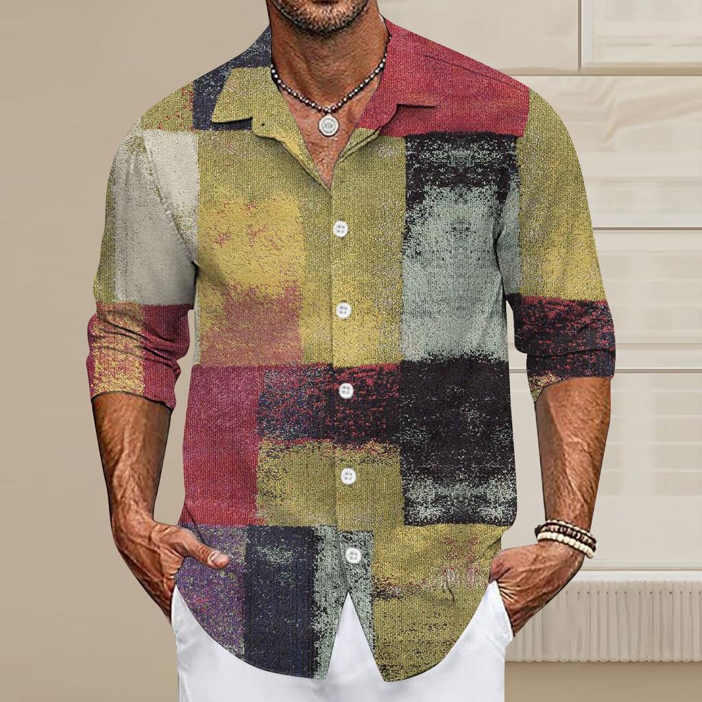 Мужская летняя новая свободная рубашка с длинным рукавом с принтом, кардиган, пляжная рубашка