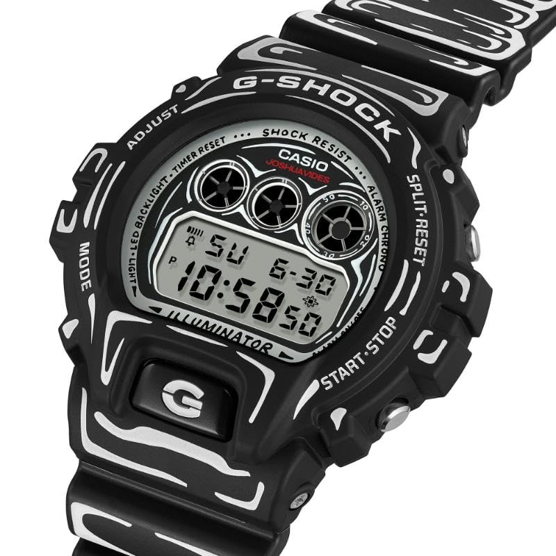 Мужские цифровые часы Casio G-SHOCK x Joshua Vides DW-6900JV-1, Лимитированная серия, Модель-коллаборация, Водонепроницаемость 20 АТМ, Белый