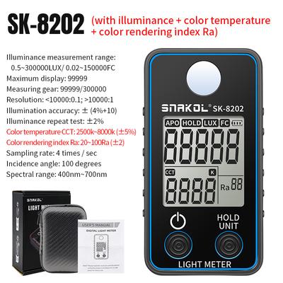 Люксметр Цифровой измеритель освещенности Ручной тестер люкса ЖК-дисплей 0,5-300 000 люкс/фут-слот Карманный люксметр Фотометр для выращивания растений