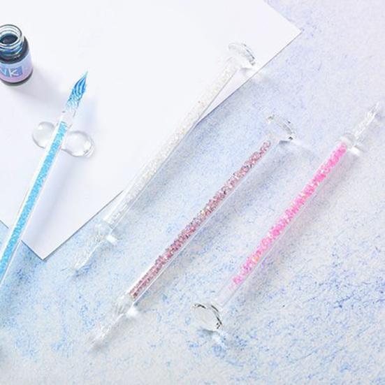 1 набор перьевая ручка резьбовое перо дизайн сильное впитывание чернил хрусталь стекло макательная