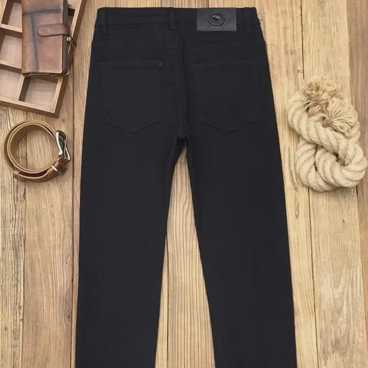 Мужские модные эластичные облегающие черные джинсы на осень и весну