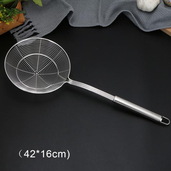 Дуршлаг с длинной ручкой, круглый пищевой фильтр из нержавеющей стали, жареный сетчатый фильтр