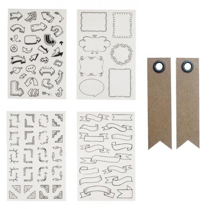 Stickers bulles et flèches pour Bullet Journal + 20 étiquettes kraft Fanion