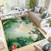 Forest Landscape Painting Area Rug,Flowers Moon Low Pile Machine Washable Rugs Mat for Living Room Bedroom 3D Print Decor Carpet