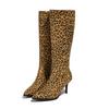 Autumn and Winter New LZD Supply High Heel Leopard Print Pointed Elegant High Women's Boots