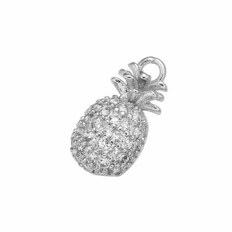 ZHUKOU Fruit Party Gold Plated Inlaid Zirconia Sweet And Cute Fruit Metal Pendant For DIY Jewellery Accessories 1 Pcs