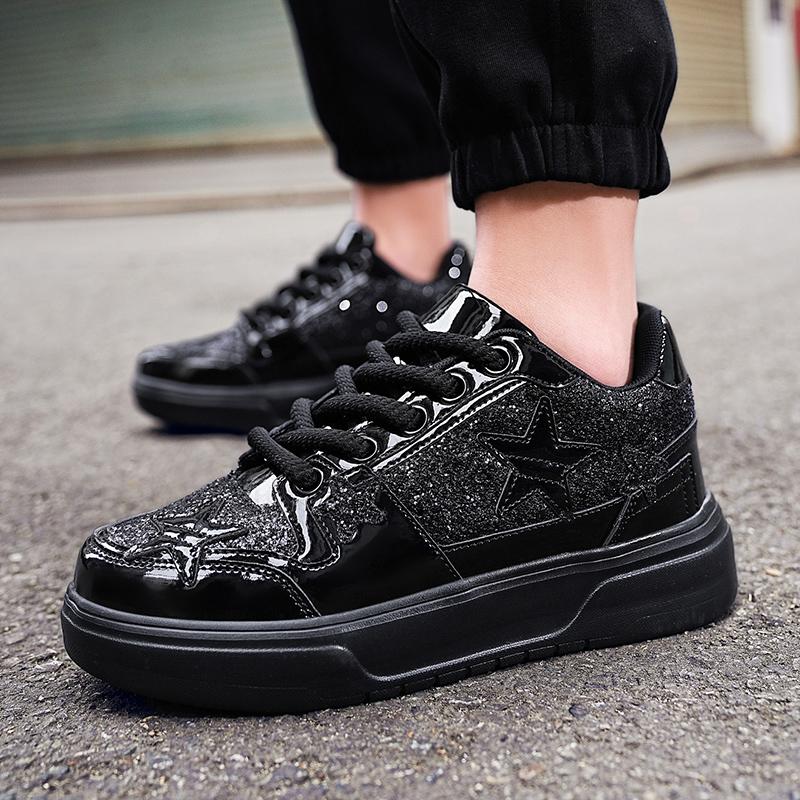 Модные блестящие золотые кроссовки унисекс со звездами на платформе дизайнерская роскошная обувь для мужчин и женщин повседневная уличная обувь для хип-хопа для мужчин