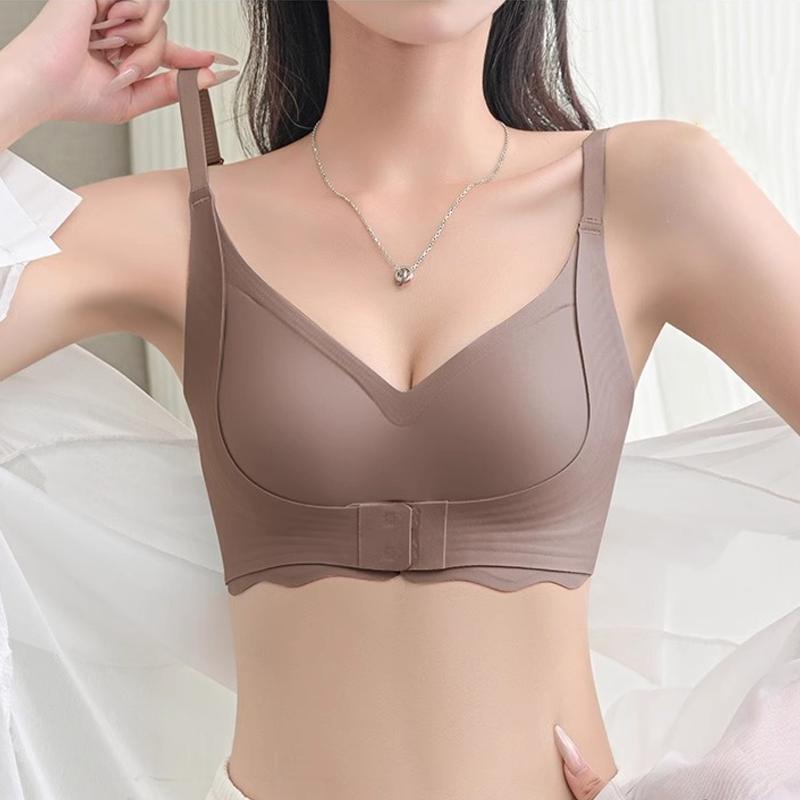 Бюстгальтер пуш-ап для женщин, бесшовное нижнее белье без косточек, мягкий однотонный бюстгальтер с застежкой спереди, сексуальное женское белье