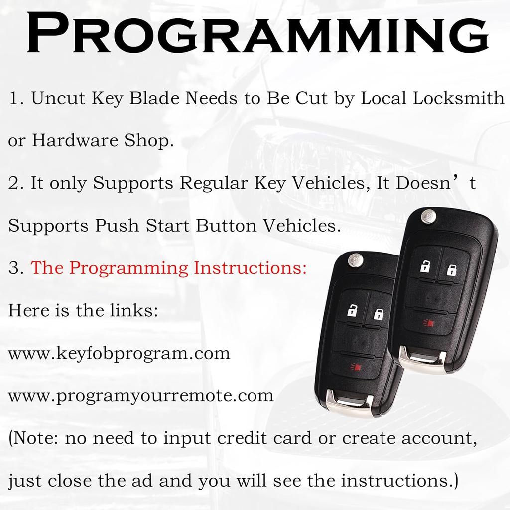 Remote Key Fob Replacement Fits For GMC Terrain 2010-  Chevy Equinox 2010- Sonic 2012-2017 Spark 2016-2017 Trax 2015-2018 Buick Encore 2014-2018