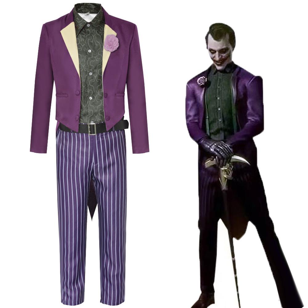 Mortal Kombat 11 Joker Cosplay Costume McFarlane Heath Ledger Purple Full Suit Halloween Party Outfit