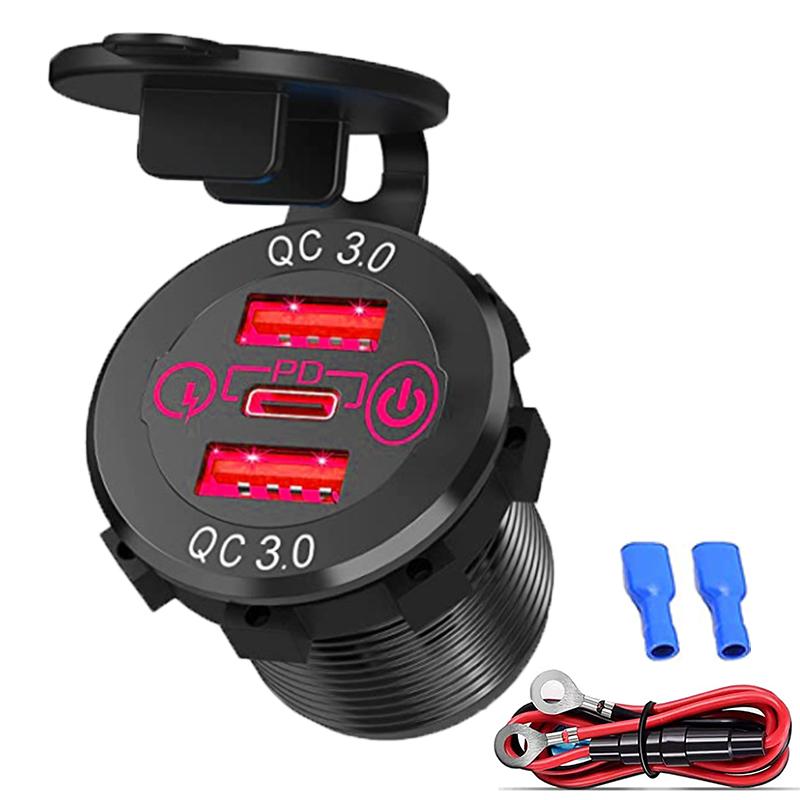 12 В 24 В несколько USB-розеток PD 20 Вт USB-C два порта QC3.0 с выключателем питания Автомобильный USB-порт 12 В розетка для автомобиля RV Лодка Морской грузовик