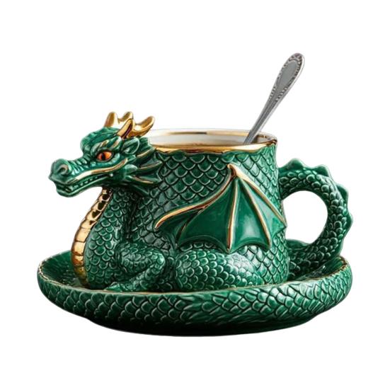 Кофейная кружка в форме дракона, сделанная вручную из смолы, коллекционная, мифическое существо в стиле дракона, декор для кухни