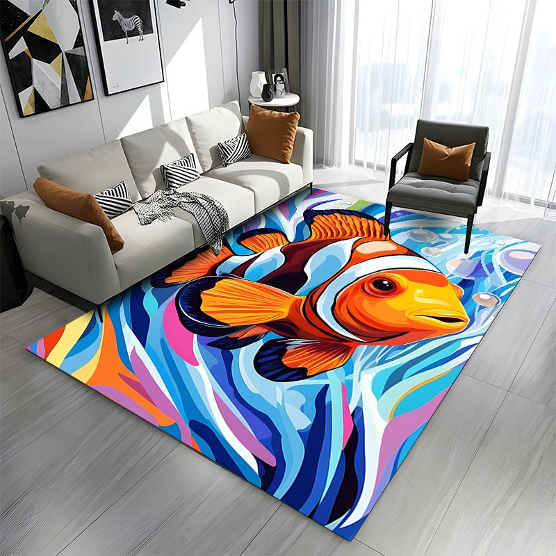 Colorful Clownfish Underwater Art Patterned carpet a non slip rug suitable for all seasons and any setting, gift