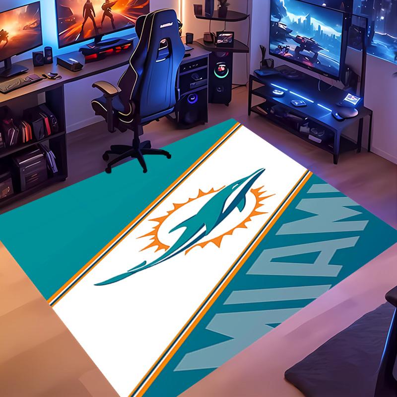 1pc Miami Dolphins logo Entrance Mat, Non-Slip Mat Area Rug,Room Decor, Outdoor Decor, Kitchen Rug,Doormat - Machine Washable, Easy to Clean