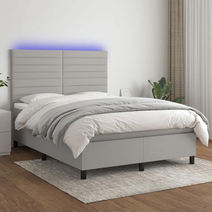 VidaXL Slatted Bed Base with Mattress and LED, Upholstered Bed, Double Bed, Adult Bed for Interior Bedroom, 3134957