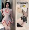 Erotic lingerie sexy female nurse suit hot mesh see-through seduction cut-out small breasts uniform set